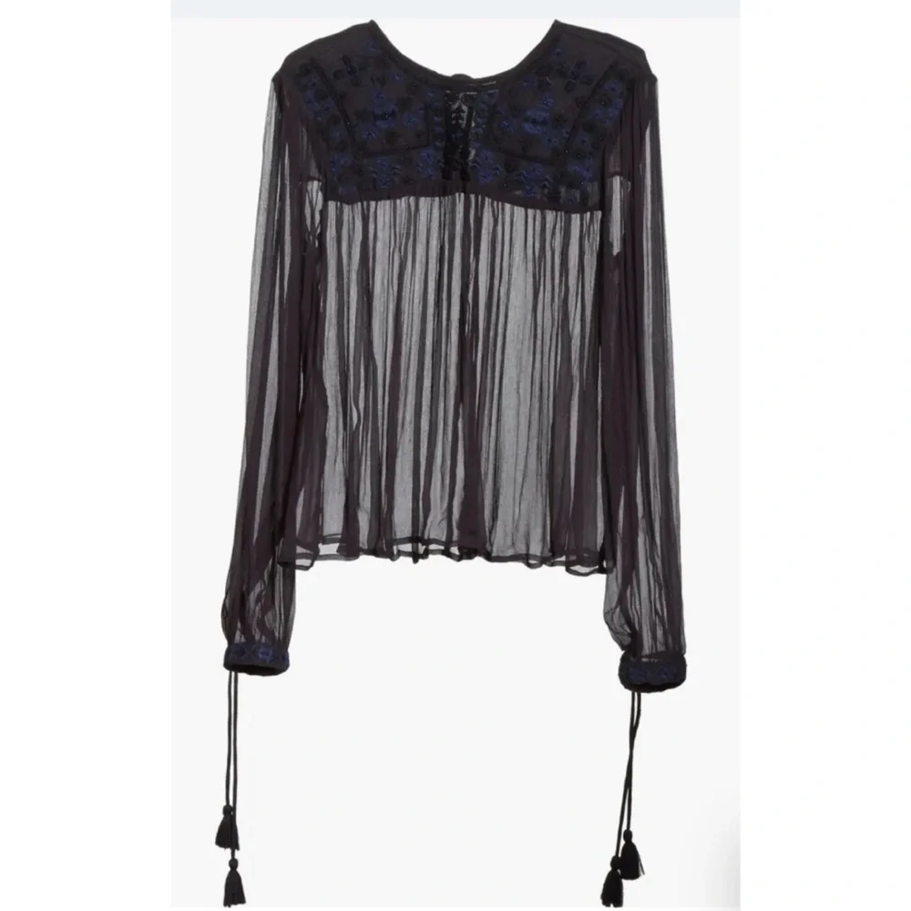 NWT Free People Retro Sheer Blouse - Picture 6 of 8